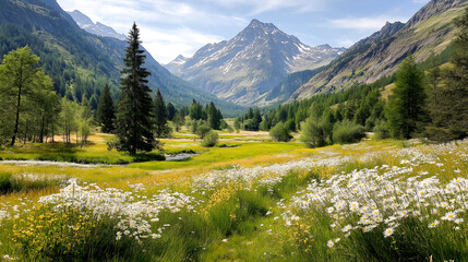 mountains meadow in the summer