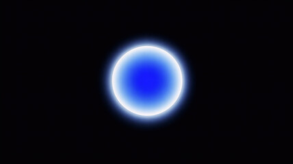 Blue and white neon 3D sphere with flowing gradient waves and glowing particles. An abstract representation of technology artificial intelligence engineering big data and innovation a vibrant a