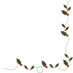 Naklejka premium Christmas Holly Berry Corner