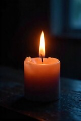 Flickering Candle Flame Soft Warm Light in the Darkness, Perfect for Relaxation, Meditation, and Spirituality
