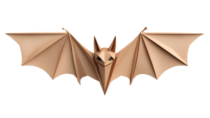 Paper bat isolated on transparent background. 3D illustration