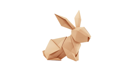 Paper origami rabbit isolated on transparent background