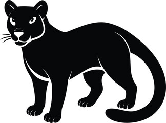 Black cat silhouette vector illustration, an isolated wild predator mammal drawing