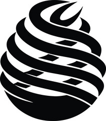 Abstract black and white vector illustration of a flexible metal spring spiral design