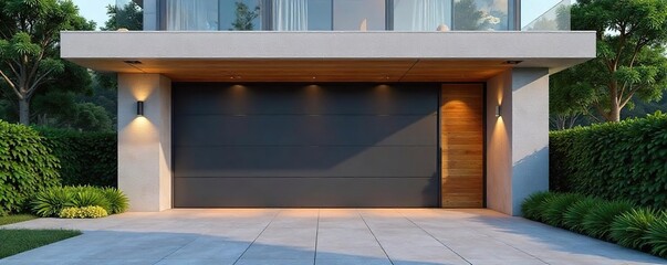 Sleek Automated Garage Door Contemporary Design for Convenient & Secure Vehicle Access