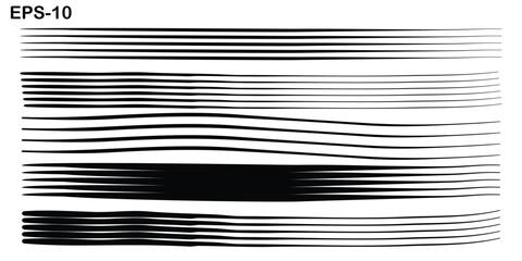 Abstract Black Wavy Lines Vector Set &ndash; Dynamic Horizontal Distortion Stripes, Optical Motion Effect Elements for Modern Backgrounds, Graphic Design, and Digital Art Projects
