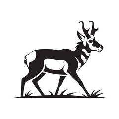 Pronghorn Antelope Silhouette Vector  Wildlife Black and White Stylized Logo