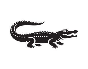 Angry Crocodile or Alligator Silhouette Vector Black Reptile Mascot Logo