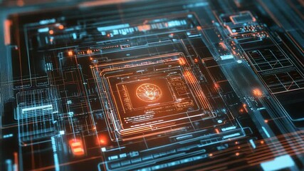 Digital data processing on abstract circuit board interface - Powered by Adobe