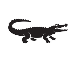 Snarling Alligator Crocodile Silhouette Vector Aggressive Open Jaw Logo