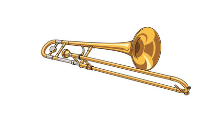 Obraz premium Brass instrument with a slide for changing pitch played in orchestras bands and jazz ensembles.