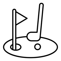 Flag with ball denoting concept of golf course