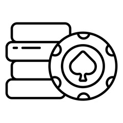 A linear design icon of casino chip