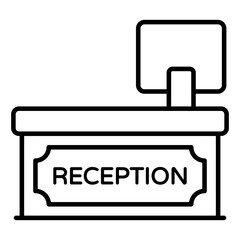 A linear design icon of reception desk