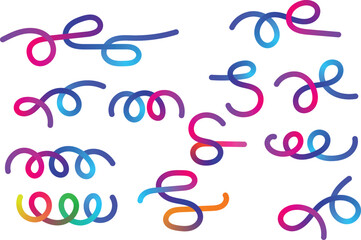 An abstract alphabet of colorful squiggly lines and doodles with smooth rainbow gradients for a playful and creative design element