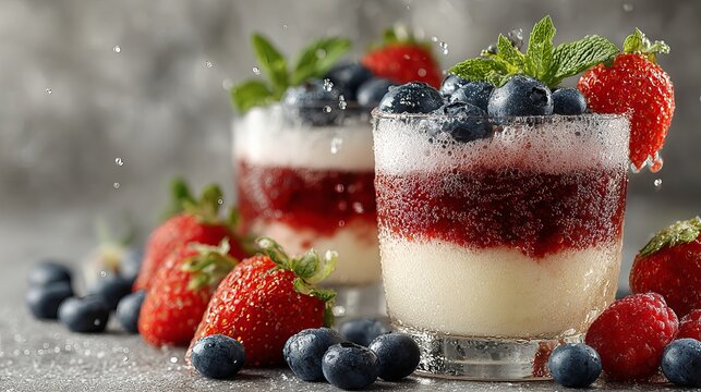 Indulge in refreshing berry parfaits layered with creamy dessert and fresh fruit, perfect for summer treats and celebrations.