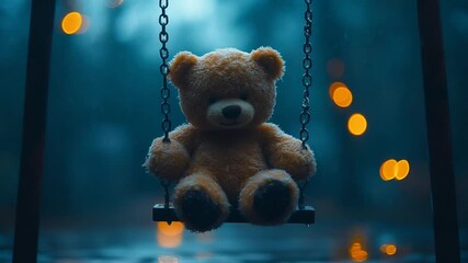 Teddy Bears Lonely Swing - A Nostalgic Moment of Childhood Memories.