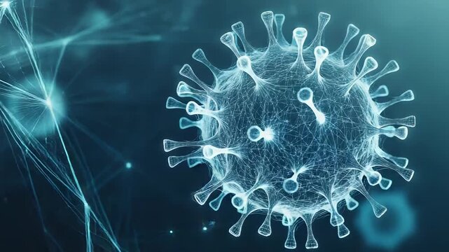 Global virus pandemic concept with digital wireframe rendering