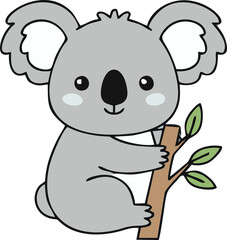 Naklejka premium Cute Koala - Endemic Wildlife of Australia | Flat Vector Illustration