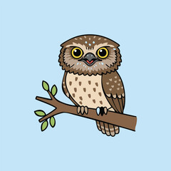 Cute Tawny Frogmouth - Endemic Wildlife of Australia | Flat Vector Illustration