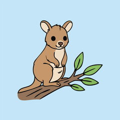 Cute Tree Kangaroo - Endemic Wildlife of Australia | Flat Vector Illustration