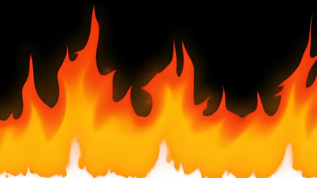 Vibrant flames rise and dance against a dark background, showcasing the dynamic movement of fire, with a gradual zoom out revealing the full intensity of the scene