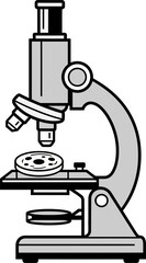 microscope line art icon symbol of science, research, and laboratory for biology or chemistry themes.
