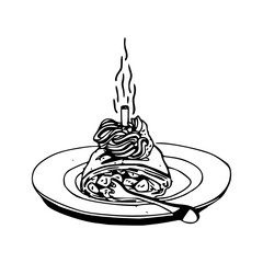 rolled crepe or blitz with topping illustration