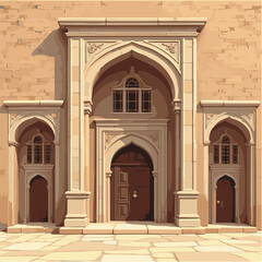 Fototapeta premium Traditional Architecture with Wooden Doors and Arches
