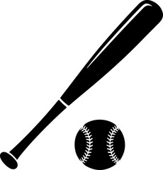 Baseball bat and a ball silhouette vector illustration