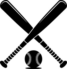 Baseball bat and a ball silhouette vector illustration