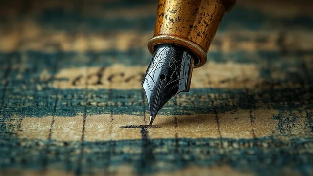 The Art of Writing - A Close-Up of a Fountain Pen in Action.