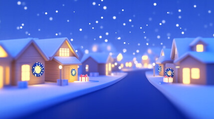 Christmas town atmosphere at night
