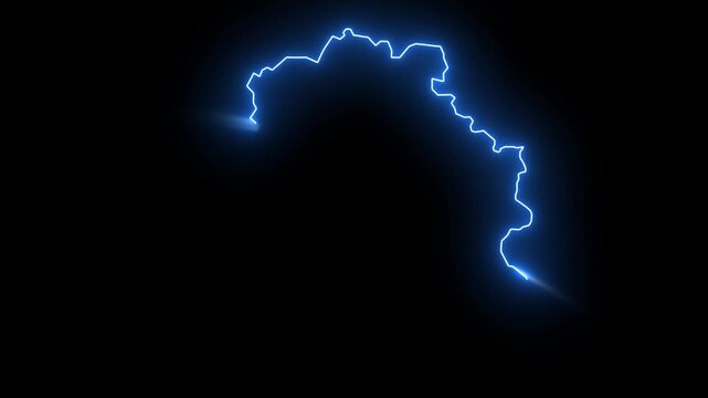National Capital Region NCR India State Province Glowing Map Reveal Effect 4K Video