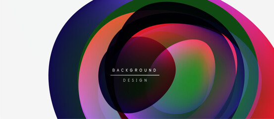 Abstract concentric circles, vibrant colors blend. Text reads background design within central space. Minimalist, modern aesthetic.