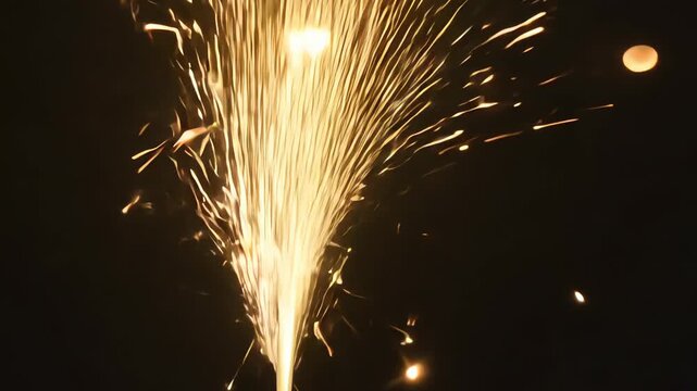 Sparkling firework display erupts with vibrant sparks and glowing trails, showcasing dynamic motion and energy, captured in a series of sequential frames
