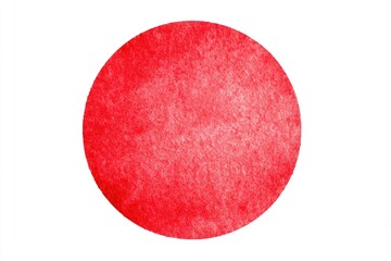 A vibrant red circle, painted with watercolor techniques.  The color is intense and even, with subtle texture variations