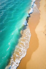 Sun-Kissed Beach Inviting Waves Lap Golden Sands, Perfect for Relaxing Summer Vacation