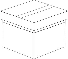 Simple outline parcel box vector illustration