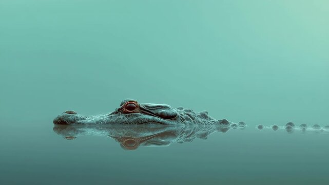 Serene alligator gliding through calm waters in tranquil turquoise setting