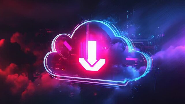 Cloud computing downloading data storage concept