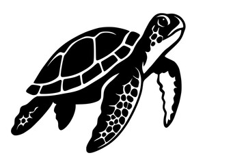 Fototapeta premium Sea Turtle Silhouette with Flowing Motion and Textured Detail