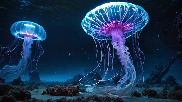Glowing Jellyfish Underwater