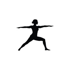 Silhouette of Woman in Warrior II Yoga Pose exercise fitness health wellness balance strength flexibility meditation practice body mind