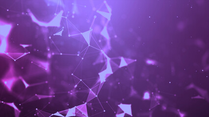 Abstract background Dot and connect line for cyber technology futuristic and network connection concept with dark and grain processed wide screen ratio