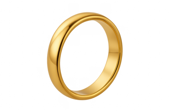 Gold wedding ring showing commitment and love on transparent background