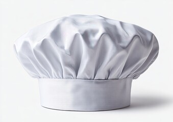 A pristine chef's hat, smooth white fabric, classic design