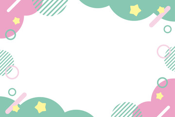 モコモコ　かわいい　フレーム　グリーン　ピンク