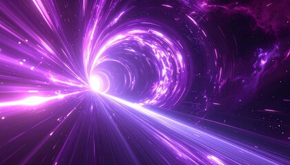 Obraz premium Bright blue and purple abstract galaxy design with glowing stars and laser light energy