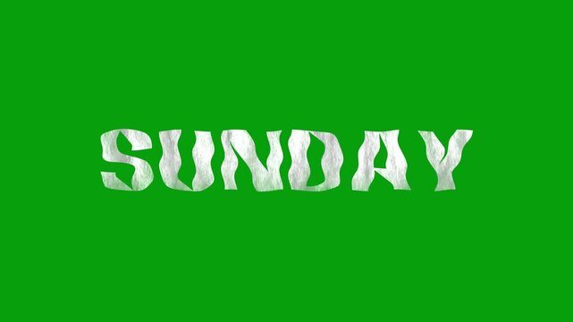 Creative motion graphic animation featuring waterfall effects flowing through the alphabet letters of weekdays (Sunday). Perfect for video intros, digital displays, educational content